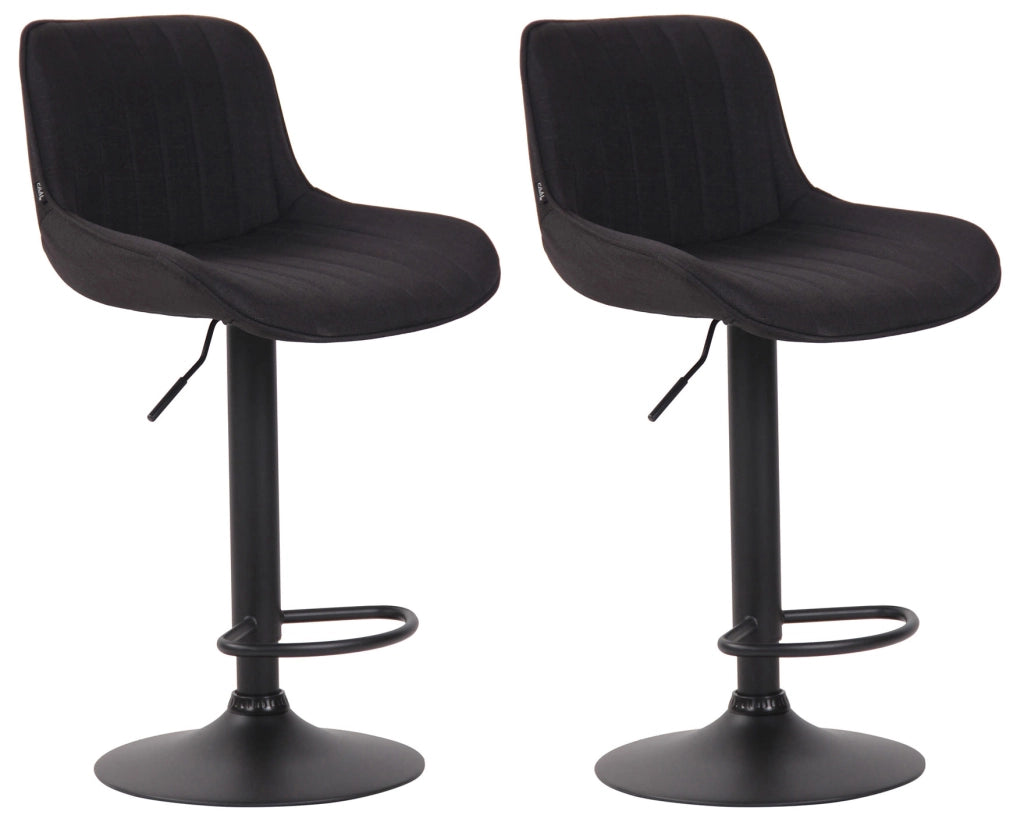 Set di 2 sgabelli da bar Lentini in tessuto nero,nero