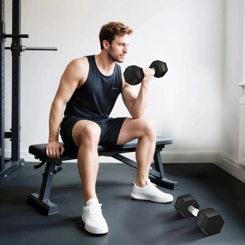 SET DI 2 MANUBRI DA 6 KG ESAGONALI CON PRESA ANTISCIVOLO E RIVESTIMENTO IN GOMMA, NERO
