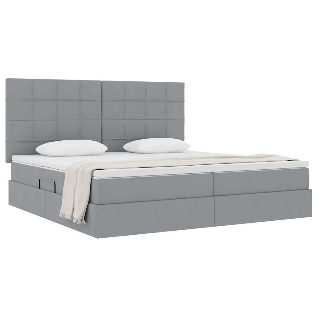 Letto con contenitore e materasso Grigio chiaro 200 x 200 cm 3371802