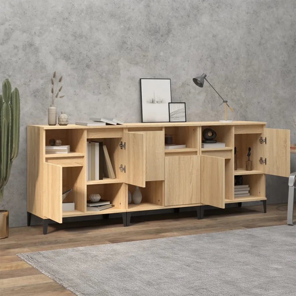 Credenze 3pz | Madia | Buffet da pranzo | Armadio da pranzo Rovere Sonoma 60x35x70 cm in Legno Multistrato