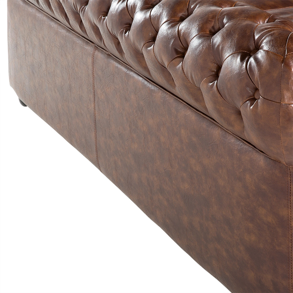 Divano Chesterfield Marrone Ecopelle Gambe Nere 3 Posti in stile moderno