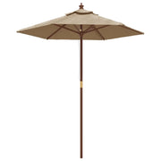 Ombrello | Parasolne da Giardino con Palo in Legno Tortora 196x231 cm