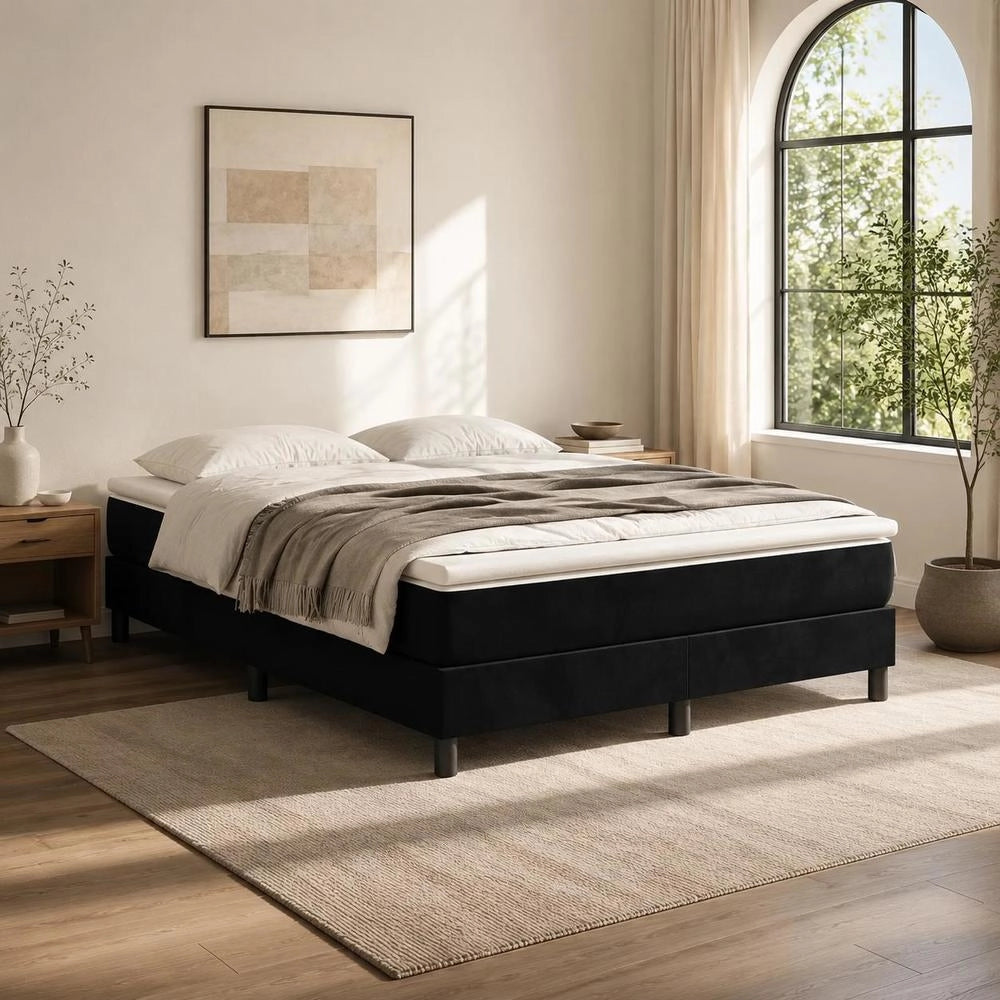 Box Spring Bed Frame Black 140x200 Cm Velvet