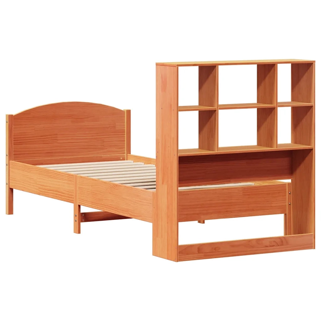 Letto Libreria senza Materasso Marrone Cera 75x190 cm in Pino 3323130