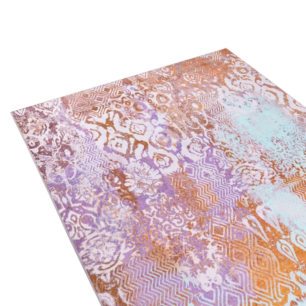 Tappeto multicolore in poliestere, 200 x 300 cm, tessuto a trama piatta, stile orientale boho, con vivaci motivi stampati