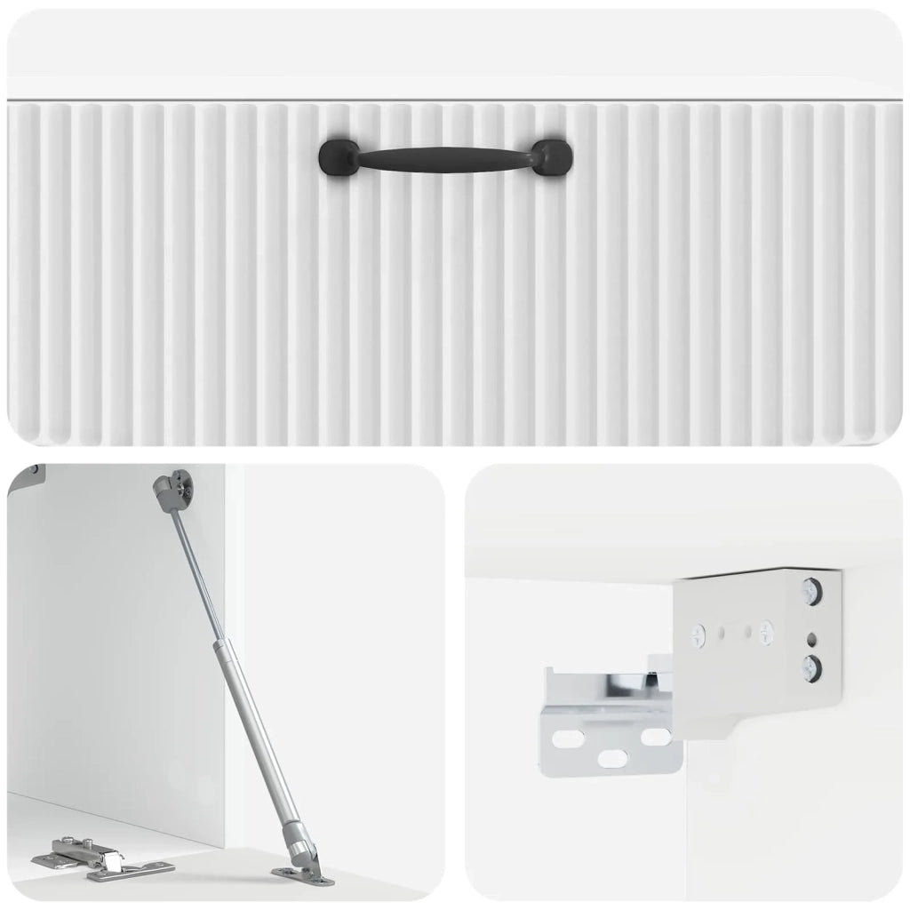 Mobile Porta TV da Muro Bianco Lucido 98 x 31 x 30 cm 899069