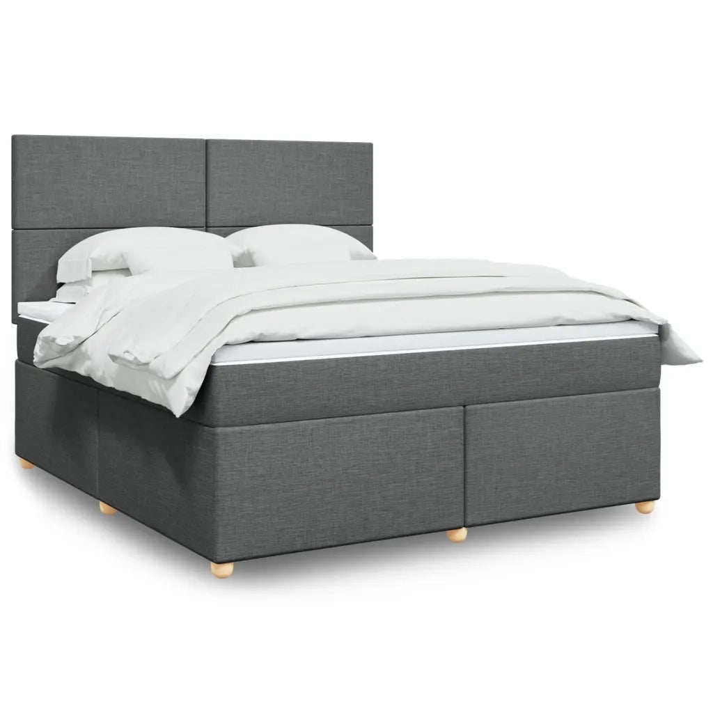 Giroletto a Molle con Materasso Grigio Scuro 180x200 cm Tessuto