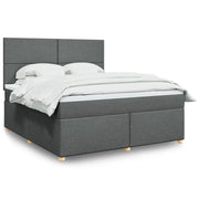 Giroletto a Molle con Materasso Grigio Scuro 180x200 cm Tessuto