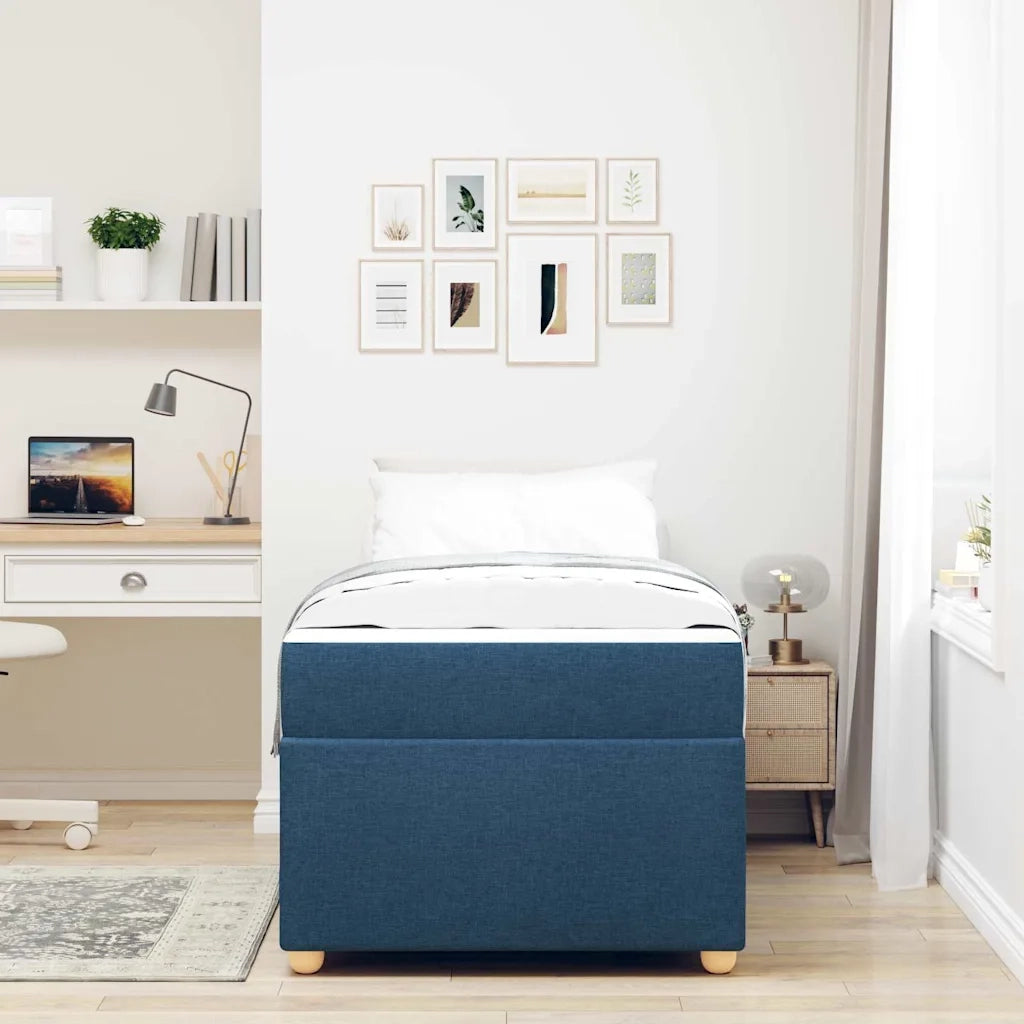 Struttura del letto con materasso Blu 100 x 200 cm Tessuto