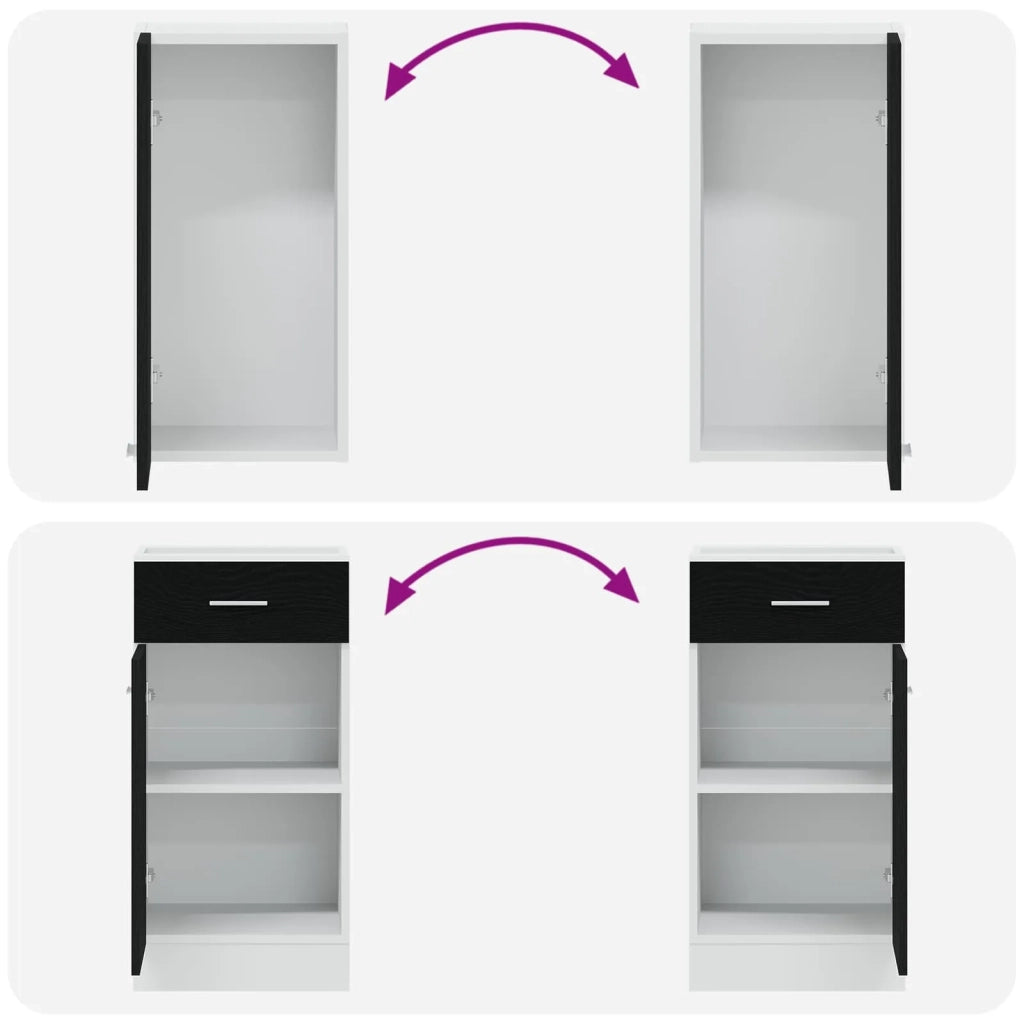 Unità Cucina Lyon 8 pz Rovere Nero Legno ingegnerizzato 3445860