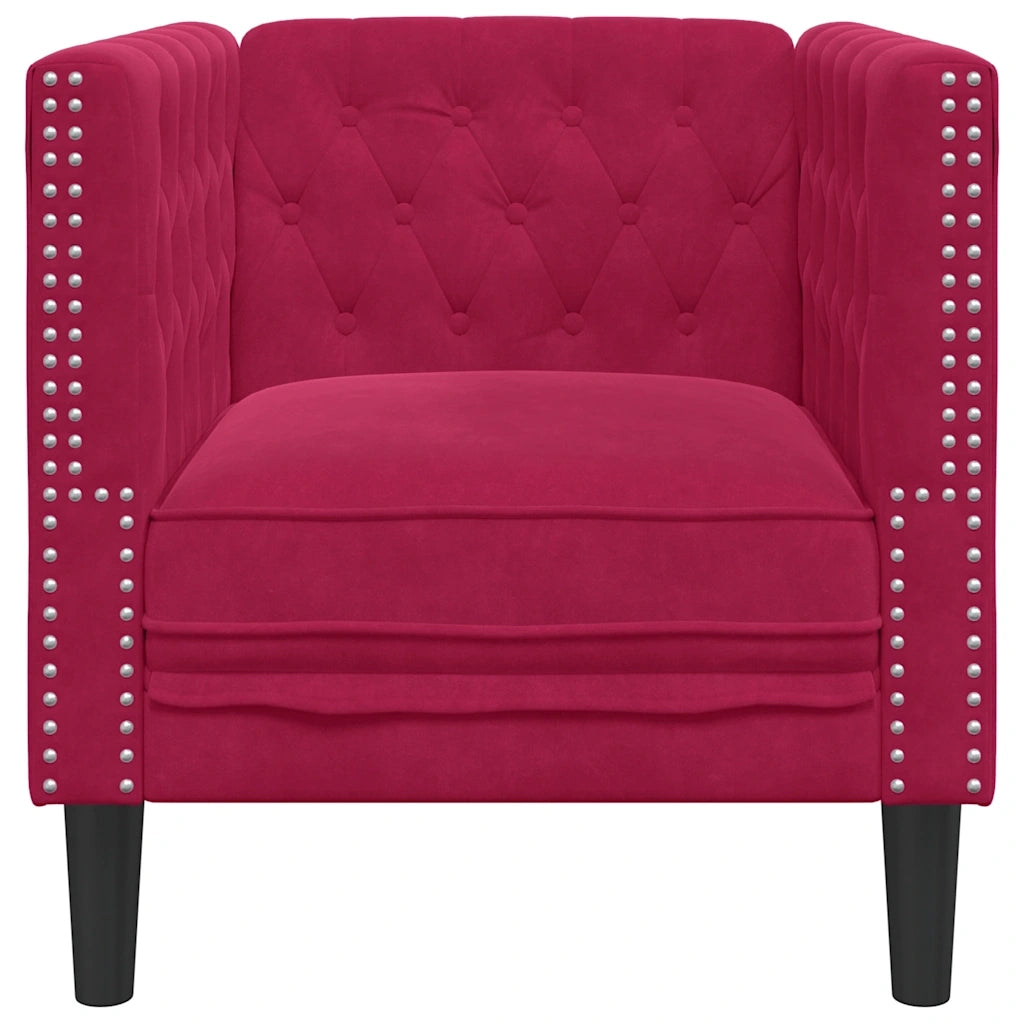 Poltrona Chesterfield Rosso Vino in Velluto 372677