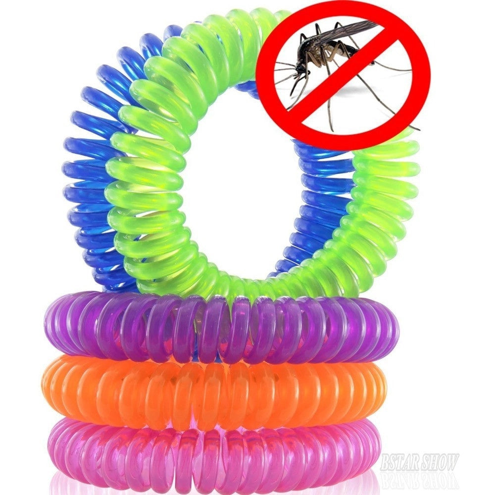 Trade Shop - 2pz. Bracciale Citronella Spirale Polso Repellente Antizanzare Insetti Elastico -