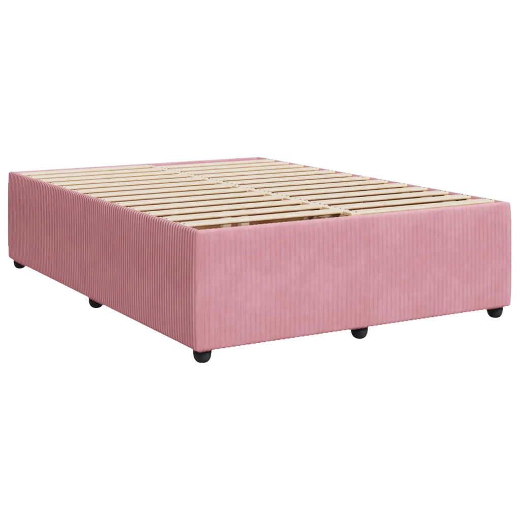 Letto Box Spring LED con Materasso Rosa 140 x 190 cm Velluto 3456064