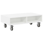 Tavolino | Tavolo laterale con Ruote Bianco 90 x 50 x 30 cm Legno multistrato