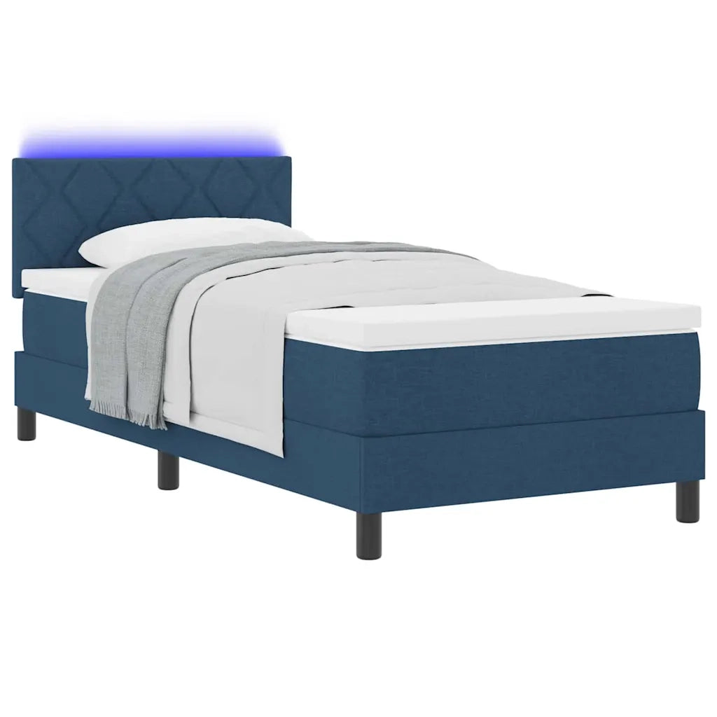 Letto a molle con materasso con led Blu 90 x 200 cm Tessuto
