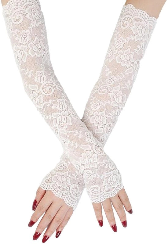 Maniche senza dita in pelle nera - Maniche a punta - Maniche lunghe - Accessorio vintage - Ideale per matrimoni - Protezione elegante per braccio - Accessorio di costume