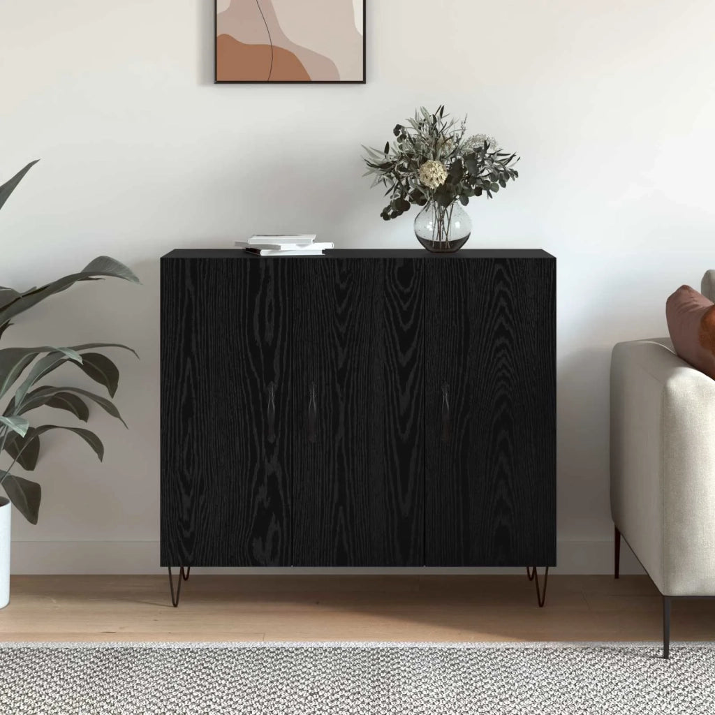 Credenza Rovere Nero 90 x 32,5 x 80 cm Legno multistrato 879584