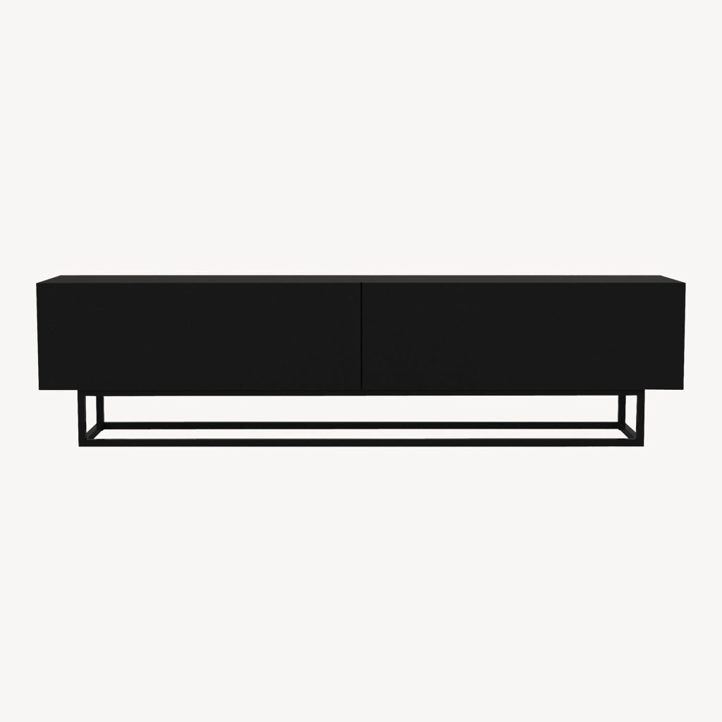 Mobile Porta TV Nolven a 2 Ante Ribalta e Telaio in Metallo 180x32x47 cm - Nero [en.casa]