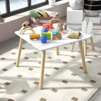 Set Tavolo e 2 Sedie per Bambini con Schienale a Orecchie di Coniglio, Età 3-6 Anni, Bianco