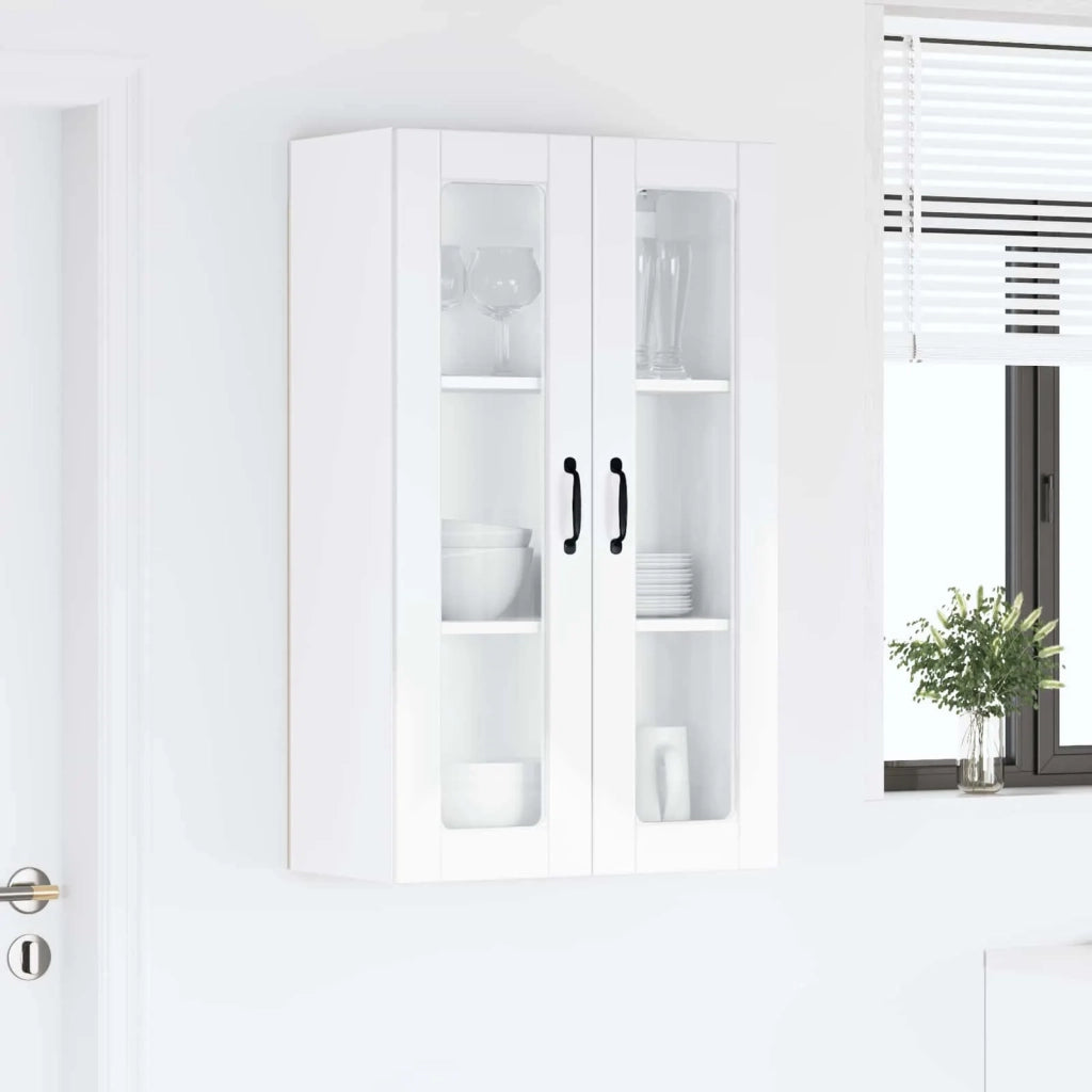 Pensile da cucina | Mobile in vetro da parete PORTO Bianco Lucido 60 x 31 x 100 cm