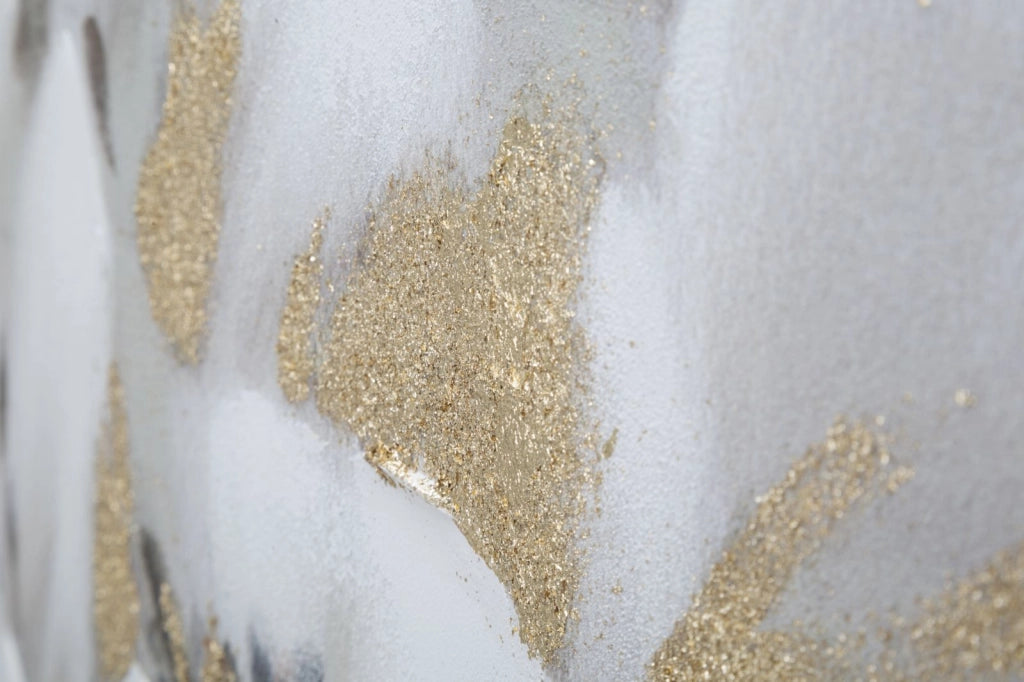 DIPINTO SU TELA WHITE/GOLD FLOWER CM  80X3,7X100