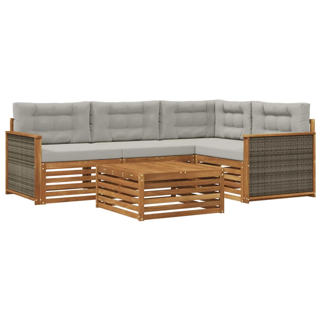 Set di divani da esterno 5 pz Naturale e Grigio Chiaro 3383319