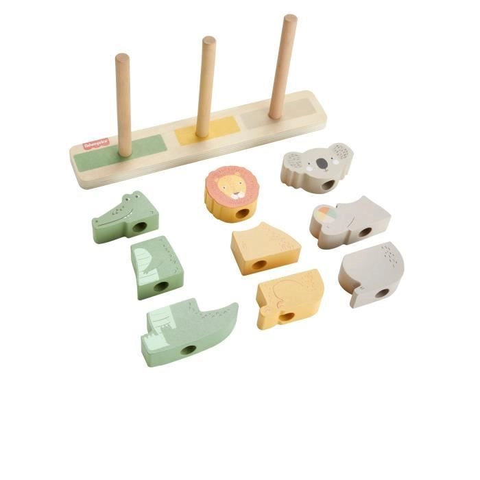 Animali da impilare e ordinare in legno Fisher-Price, 10 pezzi HXV04