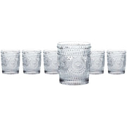 Trade Shop - Set 6pz Bicchieri In Vetro Tavola Raffinata Da 30 Cl Per Acqua Con Decorazioni In Rilievo -