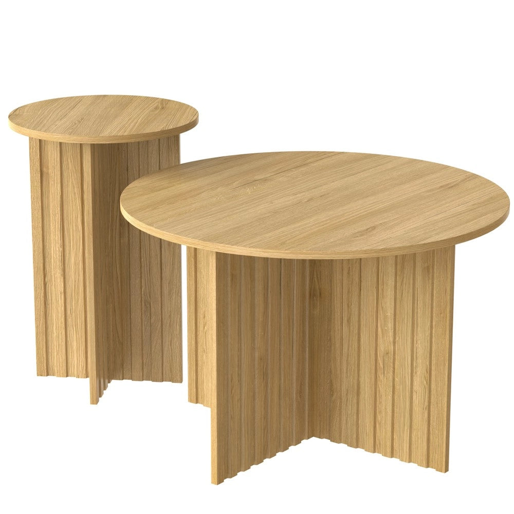 Set 2 Tavolini da Caff¨¨ Rotondi ¨C MINIMAL ¨C Legno MDF, Design Scandinavo, Impilabili