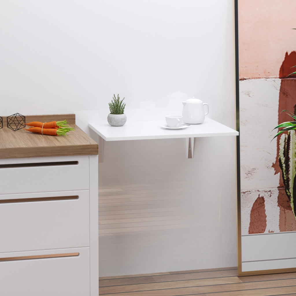 Tavolino Pieghevole Salvaspazio ¨C zephmum ¨C MDF e Metallo Bianco 60x40x20cm