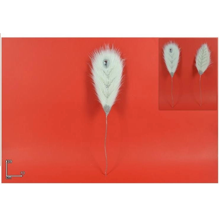 Stelo piume bianco 35cm