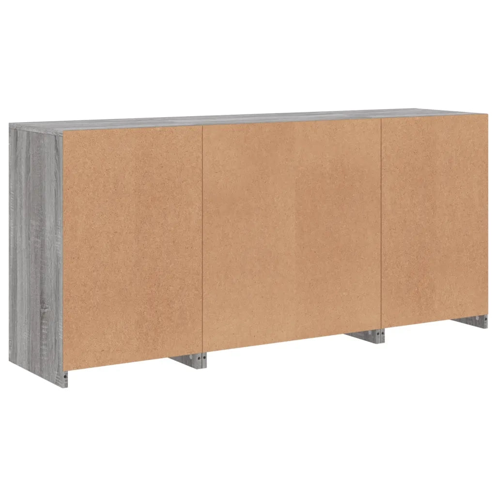 Credenza con Luci LED-Buffet-Armadio da cucina Grigio Sonoma 142,5x37x67 cm 105800