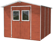 Casette Box da Giardino in Legno Porta Utensili 238x207x214 cm con 2 Porte e Finestre Ecla Salmone