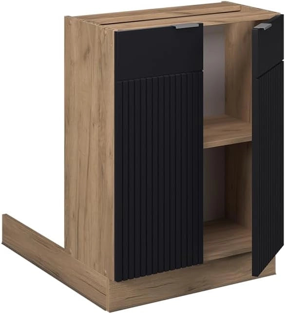 Isola cucina Fame-Line, Nero a righe, 60 cm senza piano di lavoro
