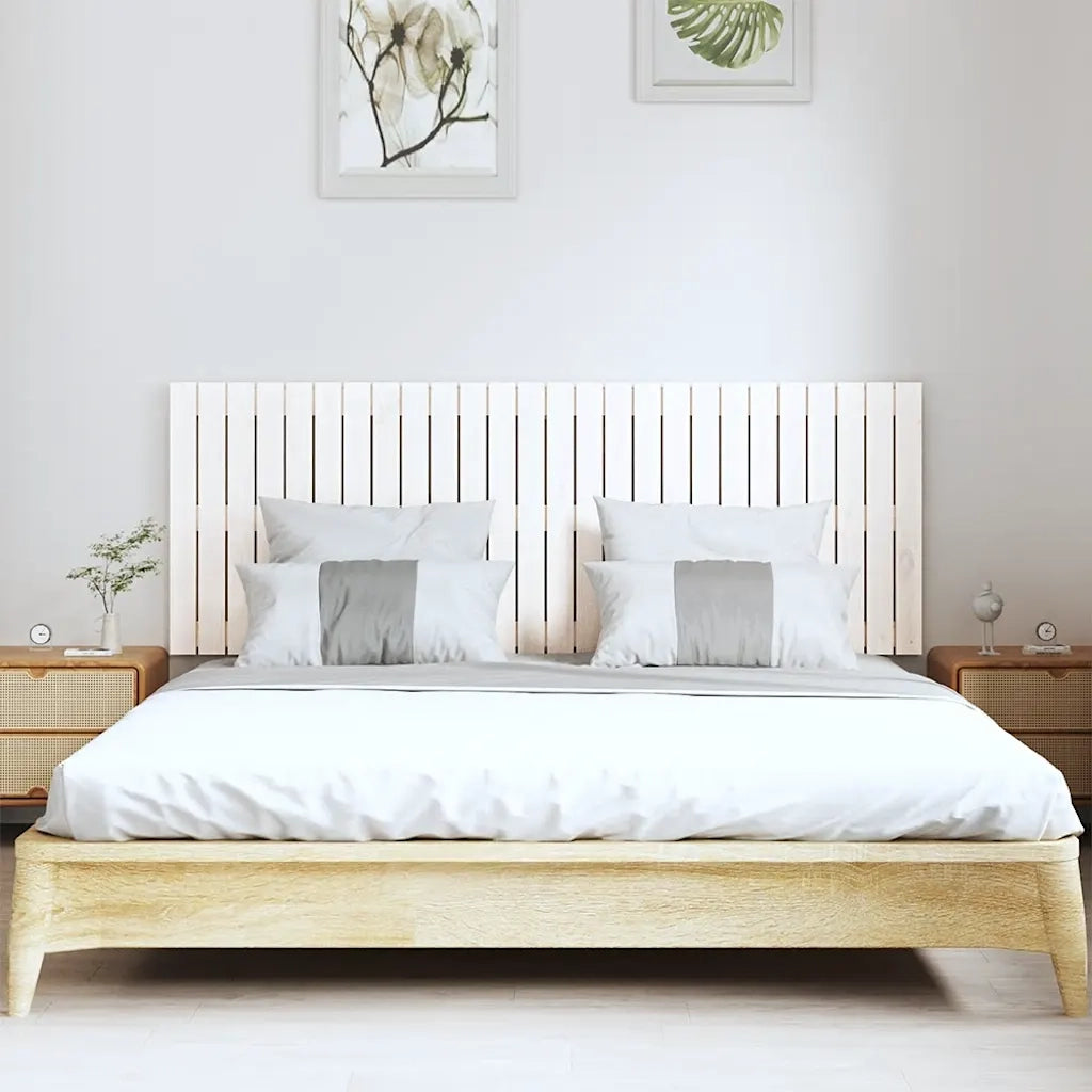 Testiera da Parete-Testata del letto Bianca 166x3x60 cm in Legno Massello di Pino