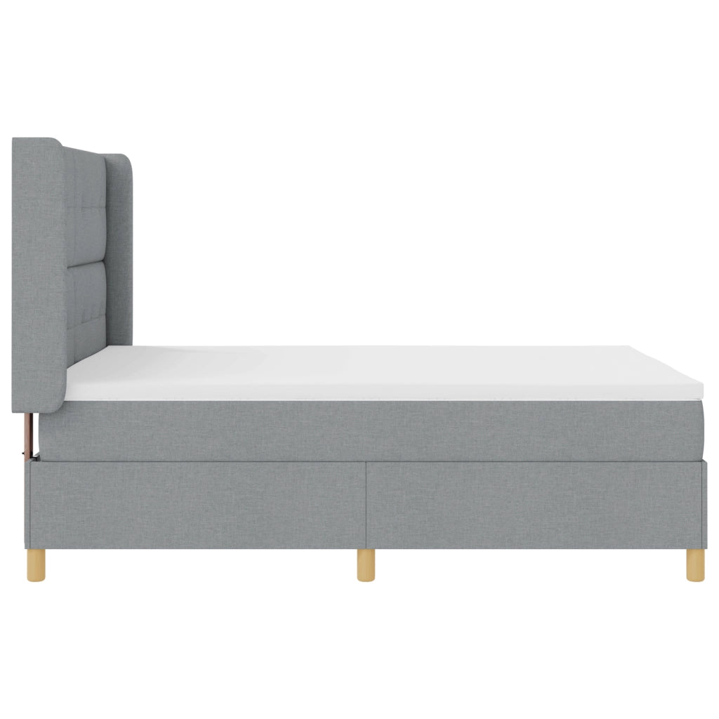 Letto a Box con Materasso e Luce LED Grigio Chiaro 140x190 cm Tessuto