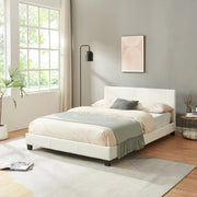Letto Francese a Testiera Alta 140x200 cm Rivestimento in Similpelle Bianco Corium
