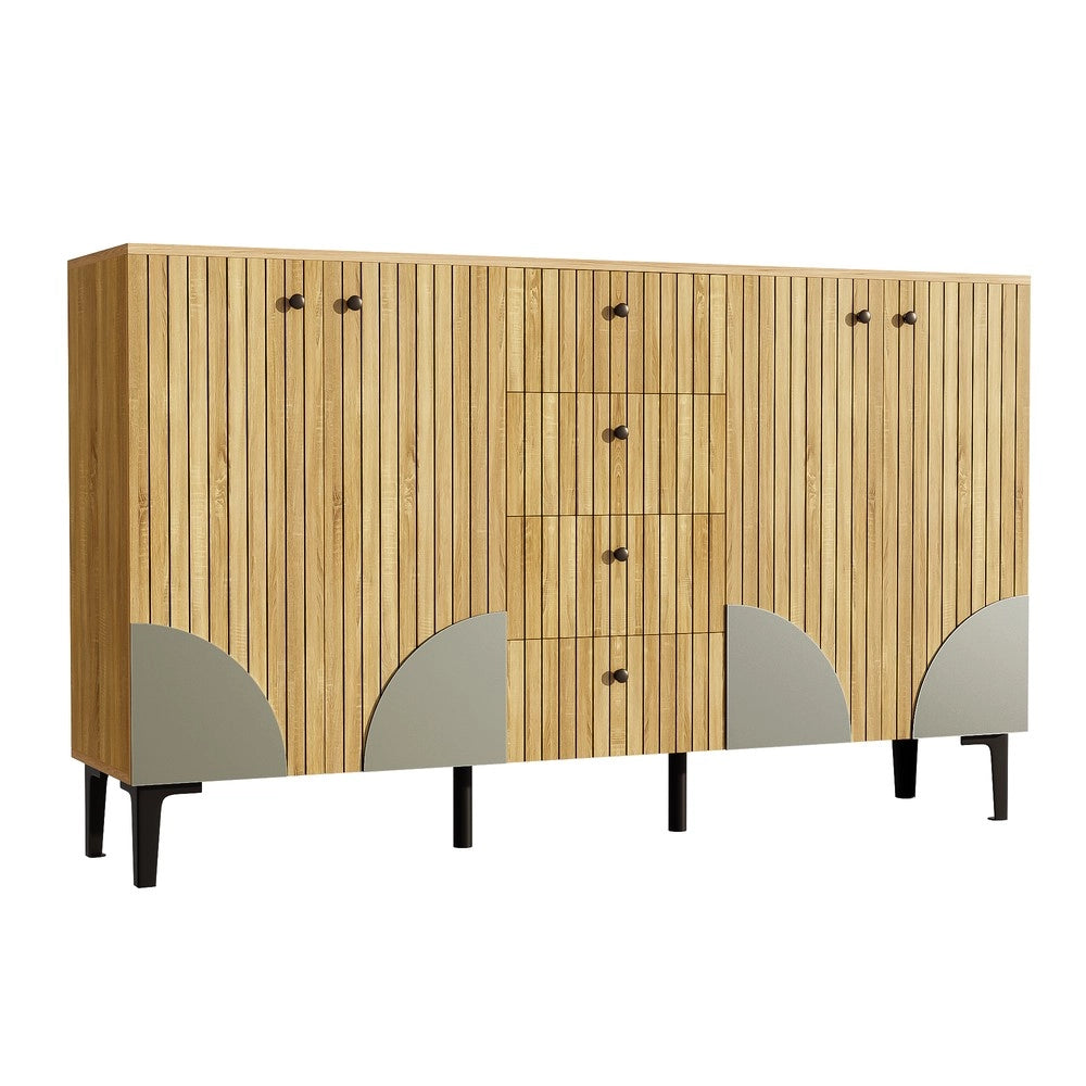 Armadio Contenitore in Legno con 4 Ante e 4 Cassetti ¨C MINIMAL ¨C 160x36x94