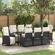 Set da Pranzo per Giardino con cuscino 9 pcs Nero polyrattan 3380420