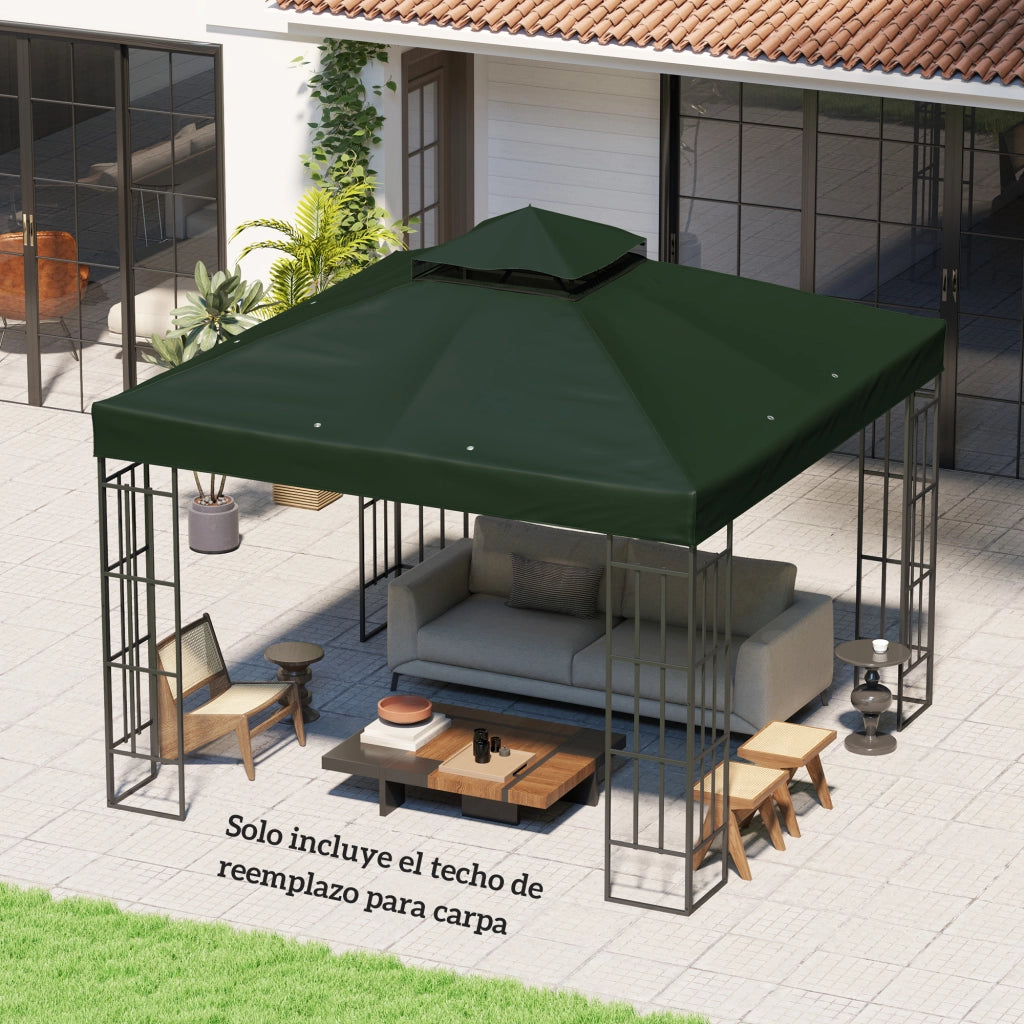 Toldo da Giardino 3x3 m ¨C zephmum ¨C Verde, Doppio Tetto, UPF30+