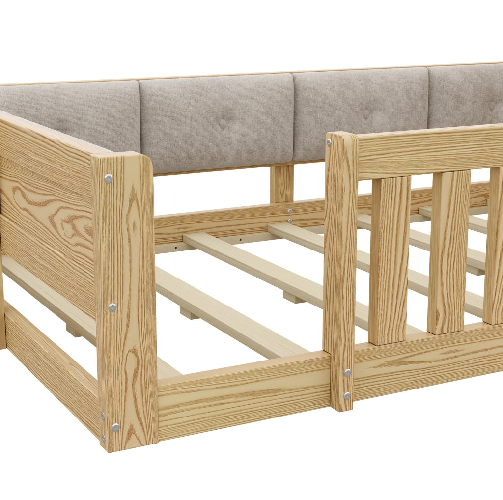 Letto per bambini 90 x 200 cm con sponde, LED e vano contenitore