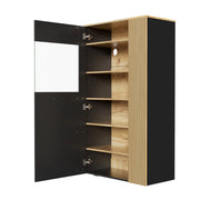 Mobile Contenitore con 1 Anta in Vetro; 5 Ripiani 2 Regolabili e LED 16 Colori; in Pannello Truciolare; Nero; 80??40??146 cm