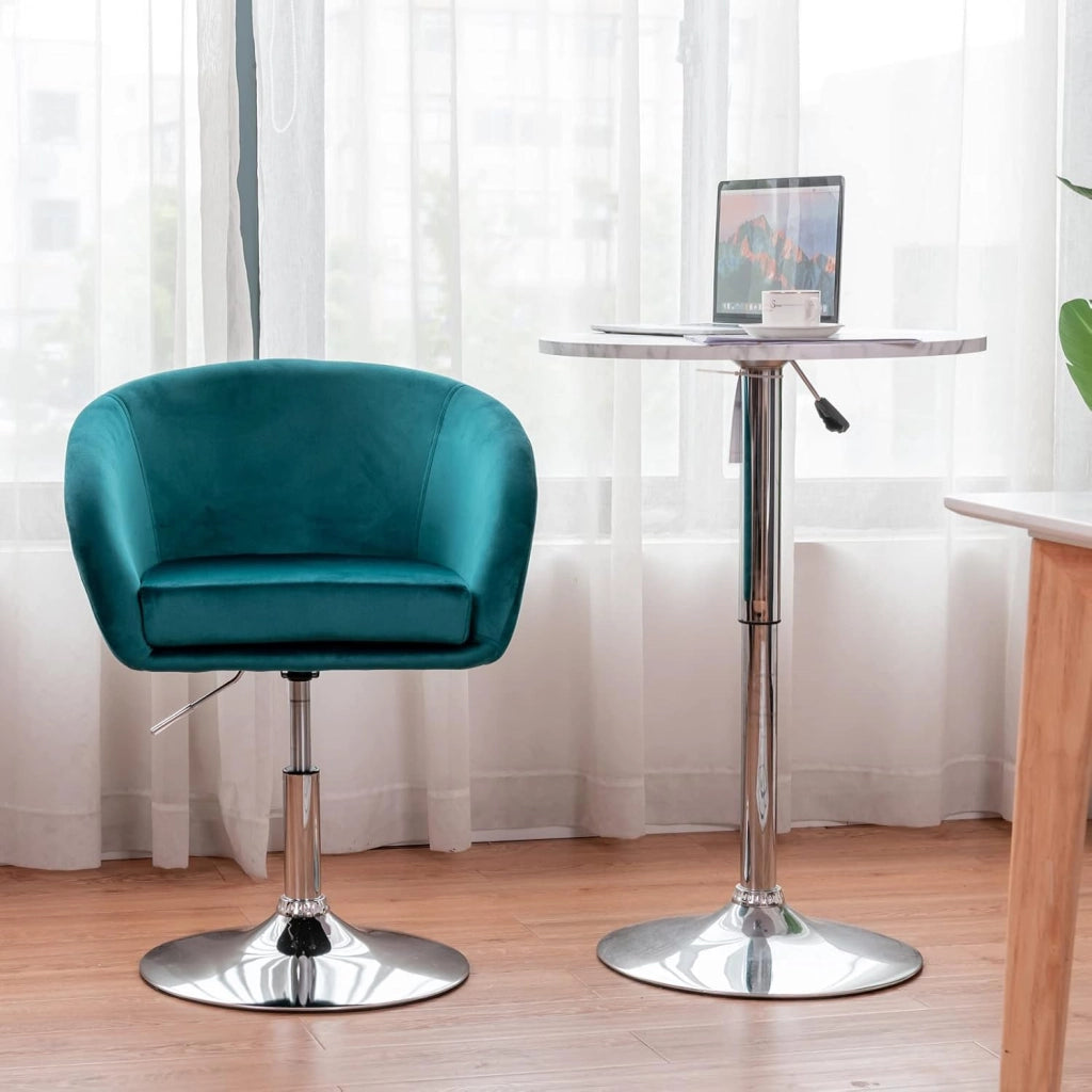 Sgabelli da Bar Girevole in Velluto, Sgabelli Cucina Moderni Design Alte con Schienale, Sedia Rotondo Regolabile in Altezza, con Braccioli, per Cucina Ufficio Bar (Verde)