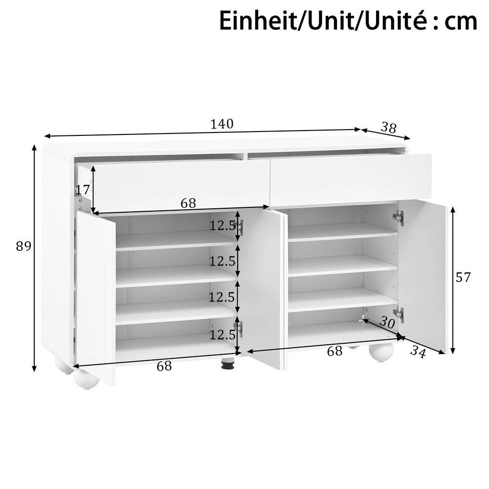 Credenza Soggiorno con Ante Curve ¨C MINIMAL ¨C Truciolato e MDF, Gambe in Metallo