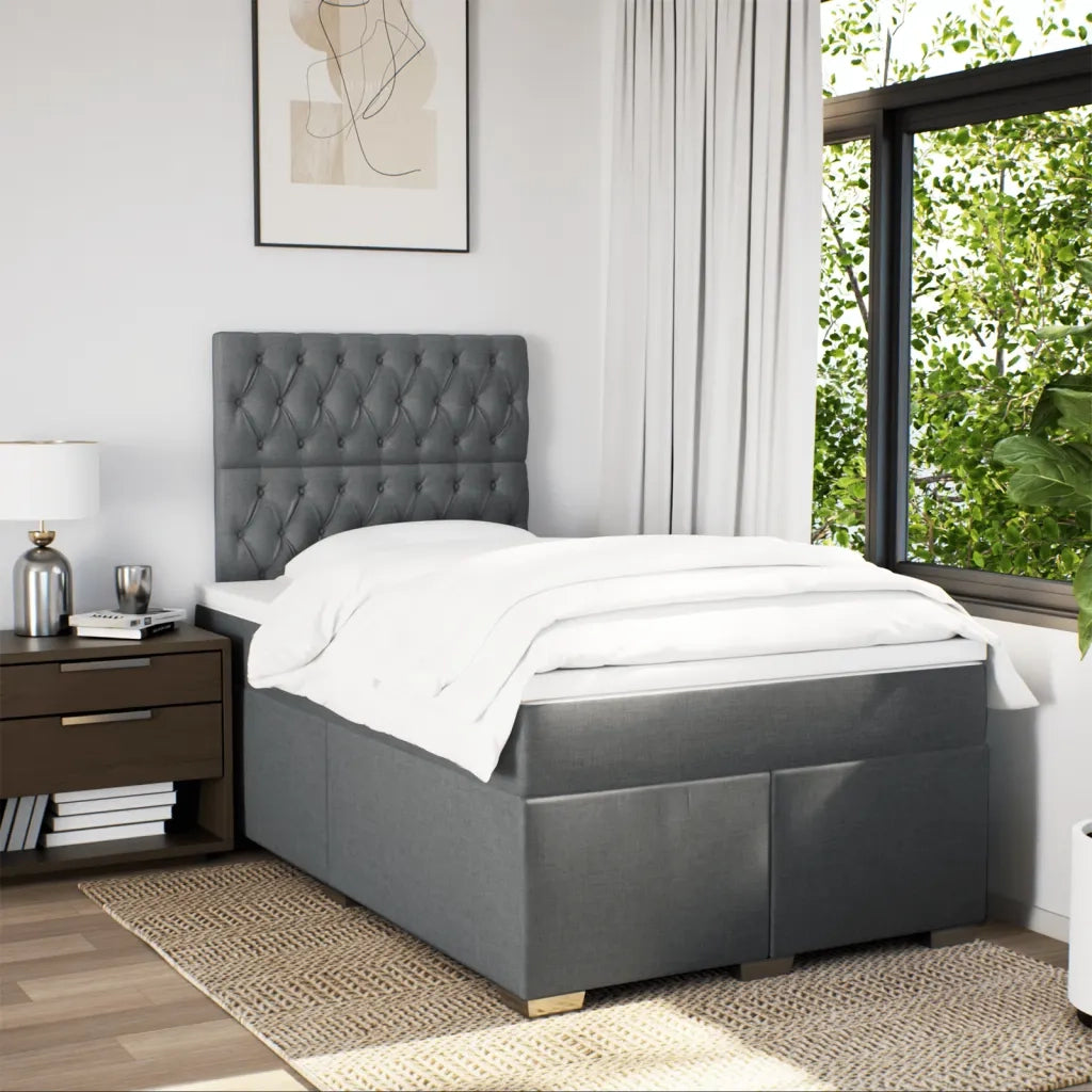 Giroletto a Molle con Materasso Grigio Scuro 120x190cm Tessuto 3292735