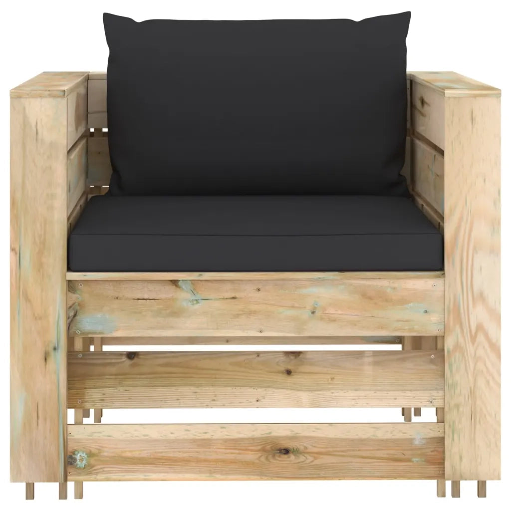 Set Salotto da Giardino 2 pz | Set di Mobili da Esterno con Cuscini Legno Impregnato Verde