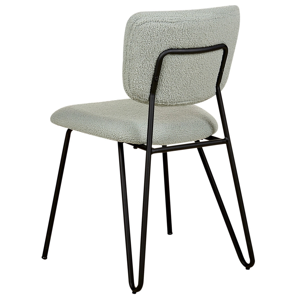 Set di 2 sedie da pranzo moderne Seduta imbottita strutturale in tessuto grigio chiaro Schienale curvo senza braccioli Design moderno e contemporaneo
