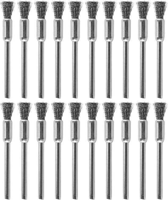 Set di pennelli a setole in acciaio 15 pezzi - Mini set di pennelli a setole in acciaio - Set di pennelli a setole in acciaio per ruote - Attrezzatura rotante - Per pulire e lucidare - Acciaio duraturo - Pennelli a setole in acciaio