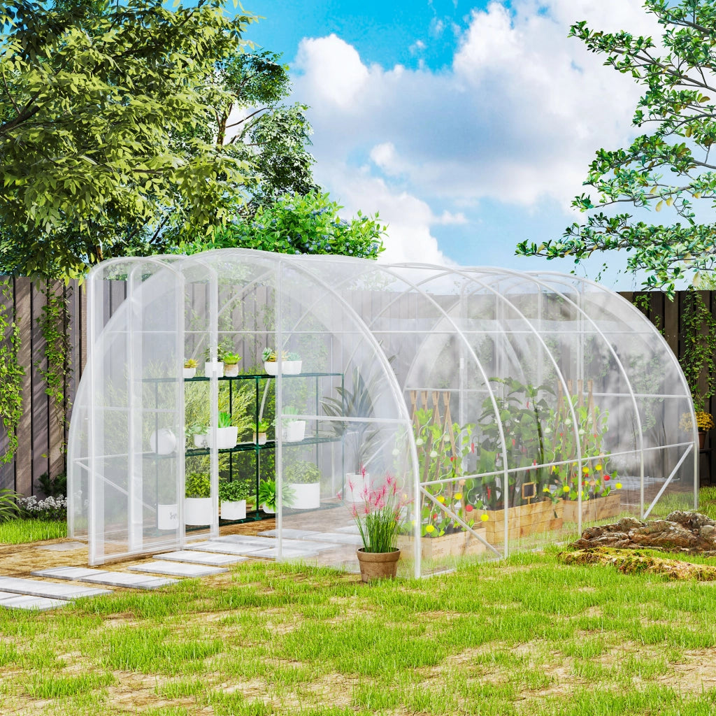 Serra da Giardino Tunnel ¨C zephmum ¨C Grigio 4x3x2 m 12 m2 con 2 Porte