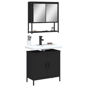 Set Mobili da Bagno 2 pz Nero in Legno Multistratocod mxl 91511